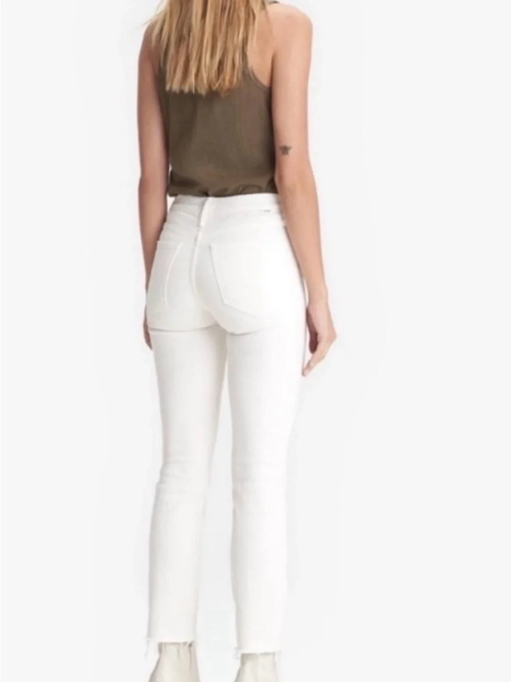 MOTHER the rascal crop fray jeans Women's White size 26